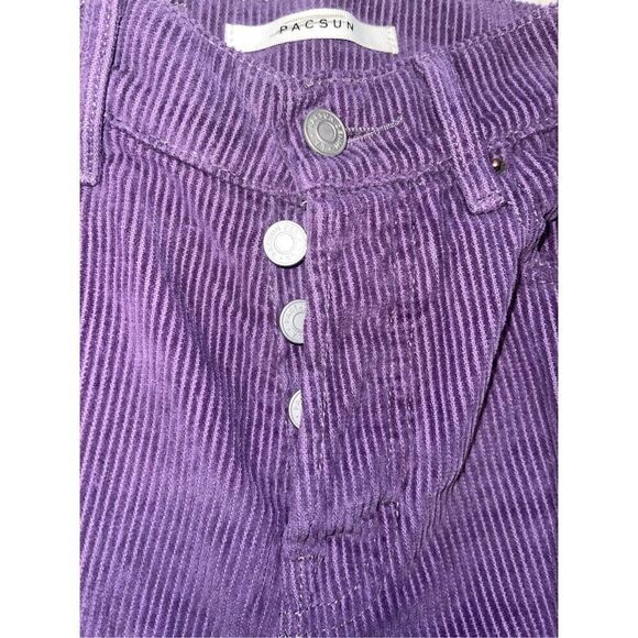 Purple Pacsun High Rise Straight Leg Raw Hem Corduroy‎ Size 23 Button Fly - Picture 4 of 8